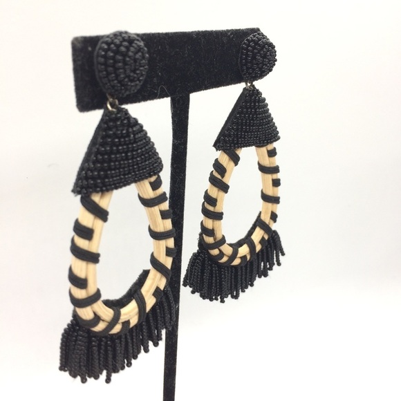 3/$30 BLACK SEED BEAD DANGLE HOOP TRIBAL BOHO EARRINGS TRIBAL FESTIVAL BEACH - Picture 4 of 8